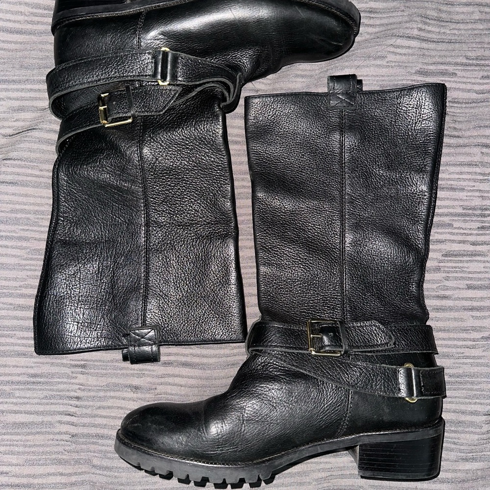 Diane Von Furstenberg | Black Leather Buckle Boots